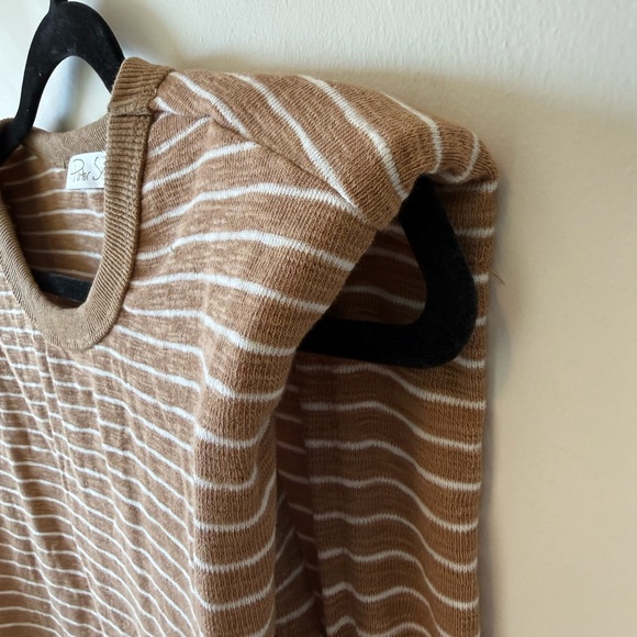 Casual Tan Camel Striped Padded Shoulder Sleeveless Tank - Picture 9 of 12